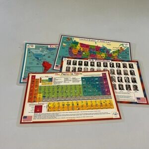 EDUCATIONAL placemats presidents, states, countries, elements